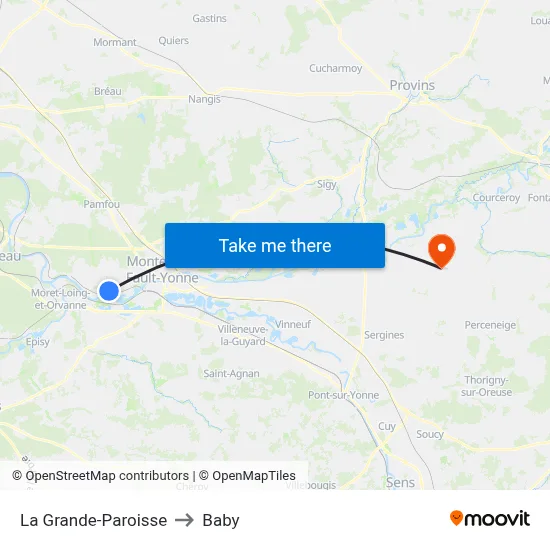 La Grande-Paroisse to Baby map