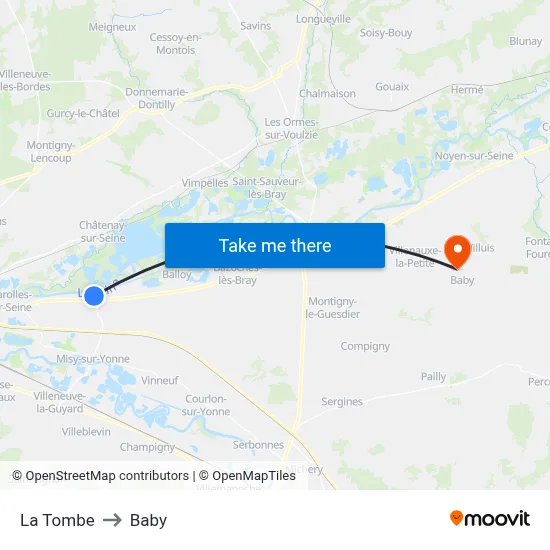La Tombe to Baby map