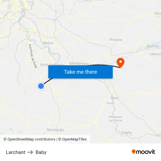 Larchant to Baby map