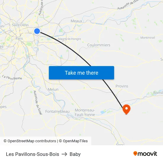 Les Pavillons-Sous-Bois to Baby map