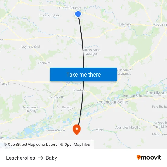 Lescherolles to Baby map
