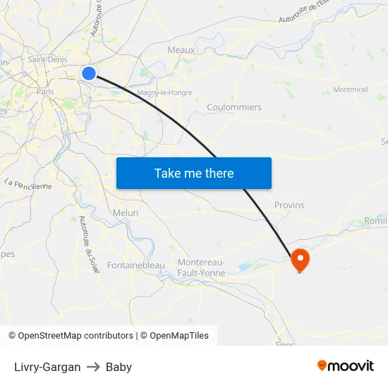 Livry-Gargan to Baby map