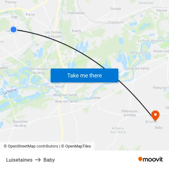 Luisetaines to Baby map