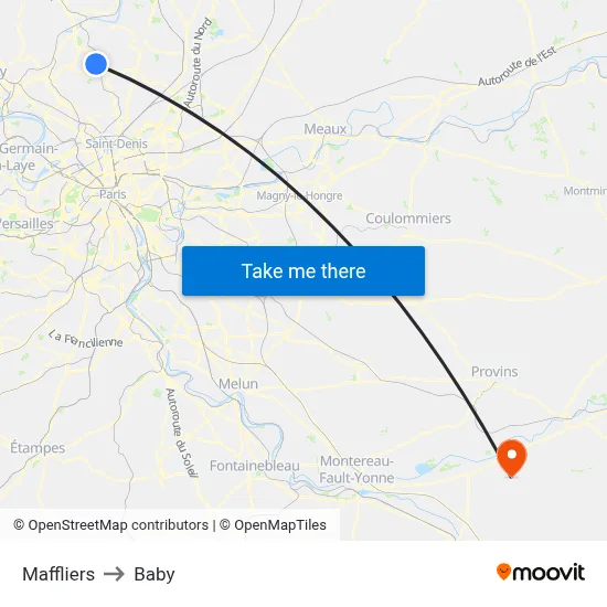 Maffliers to Baby map