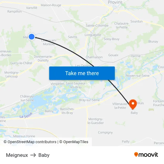 Meigneux to Baby map