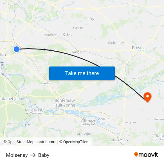 Moisenay to Baby map
