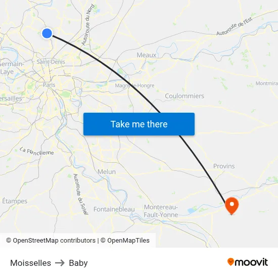 Moisselles to Baby map