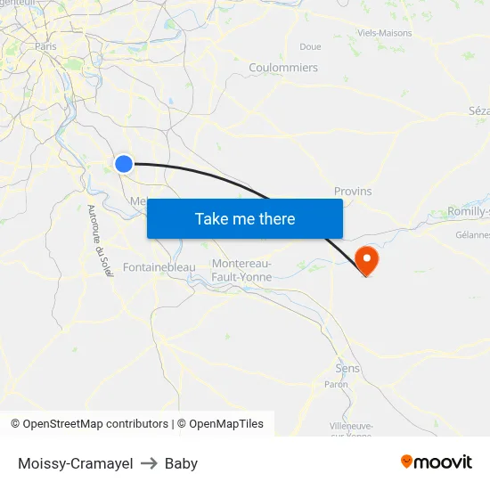 Moissy-Cramayel to Baby map