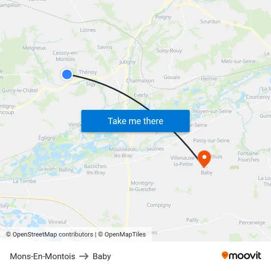 Mons-En-Montois to Baby map