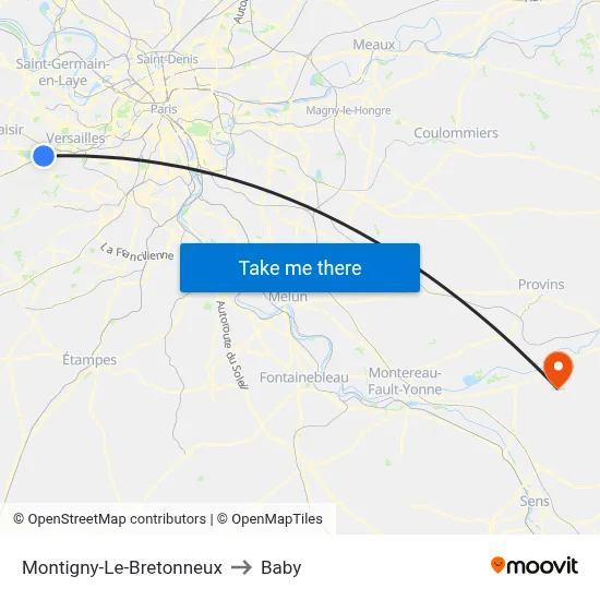 Montigny-Le-Bretonneux to Baby map