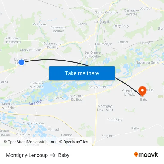 Montigny-Lencoup to Baby map