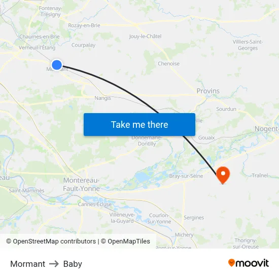 Mormant to Baby map