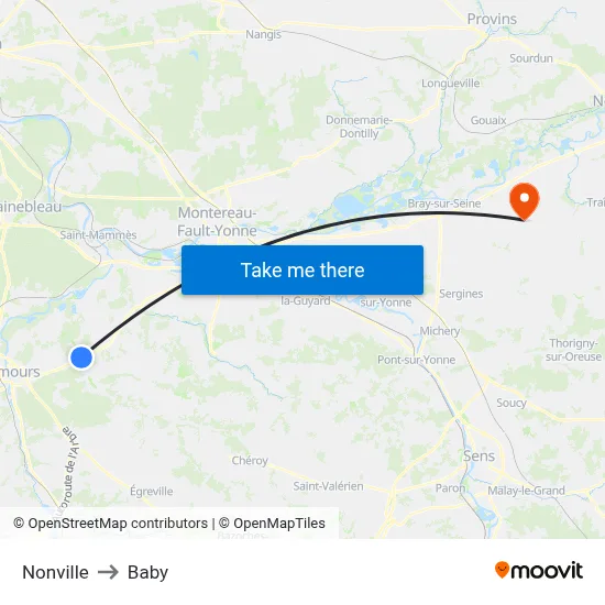 Nonville to Baby map