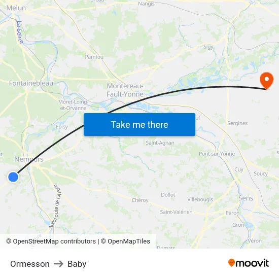 Ormesson to Baby map