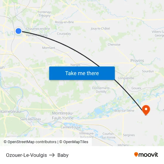 Ozouer-Le-Voulgis to Baby map