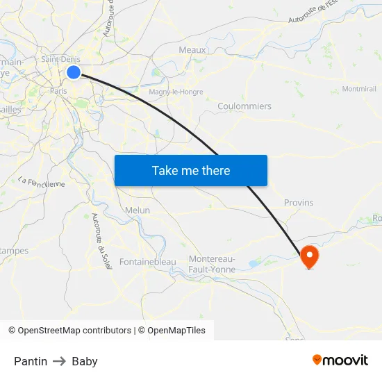 Pantin to Baby map