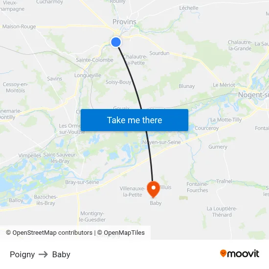 Poigny to Baby map