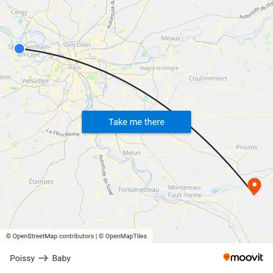 Poissy to Baby map