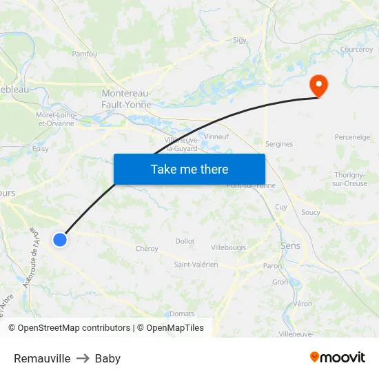 Remauville to Baby map