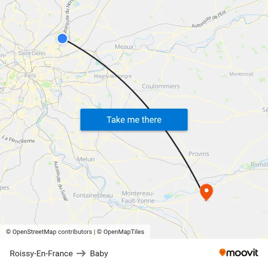 Roissy-En-France to Baby map