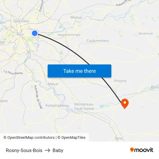 Rosny-Sous-Bois to Baby map
