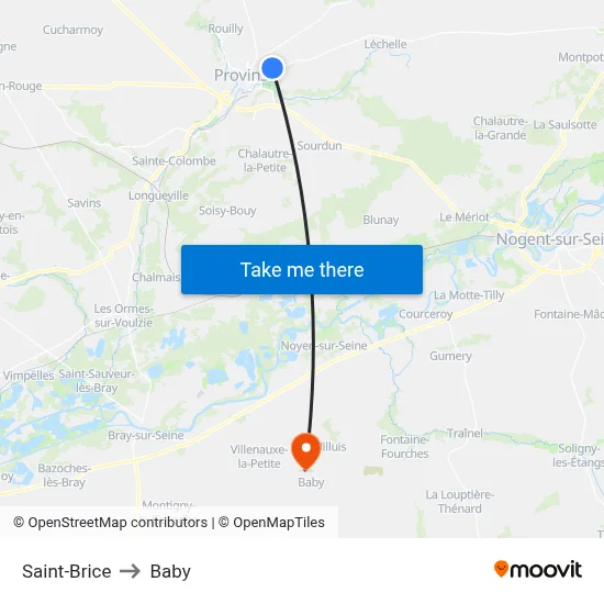 Saint-Brice to Baby map