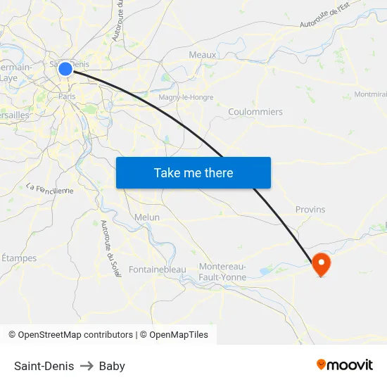 Saint-Denis to Baby map