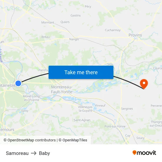 Samoreau to Baby map