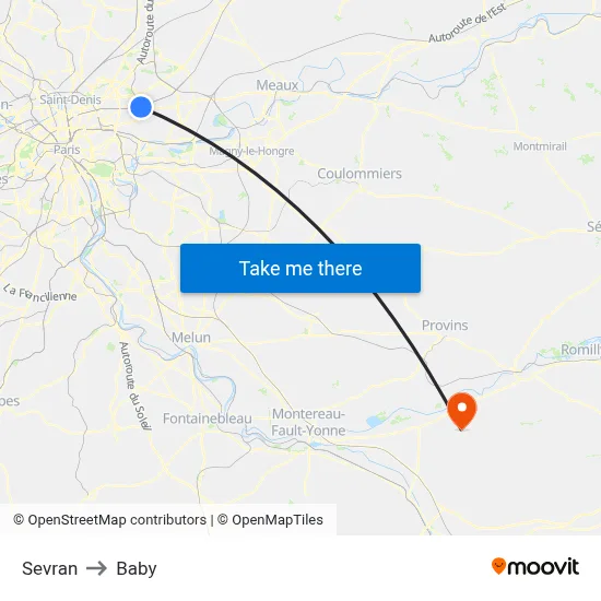 Sevran to Baby map