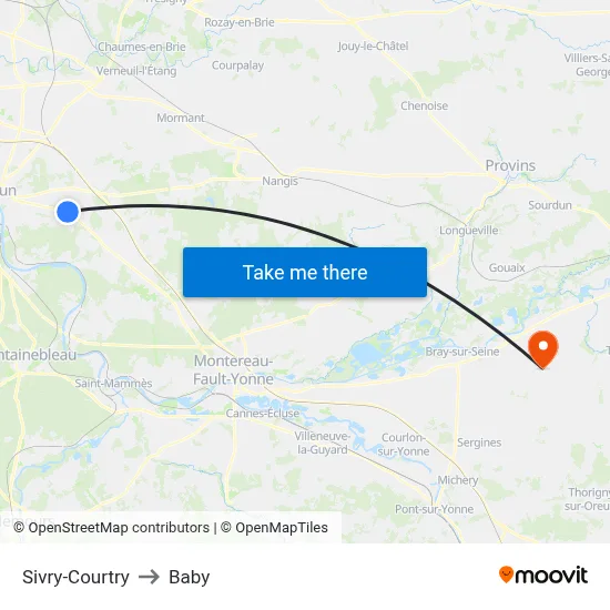 Sivry-Courtry to Baby map