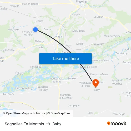Sognolles-En-Montois to Baby map