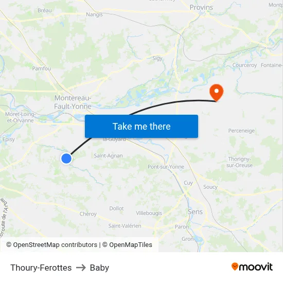 Thoury-Ferottes to Baby map