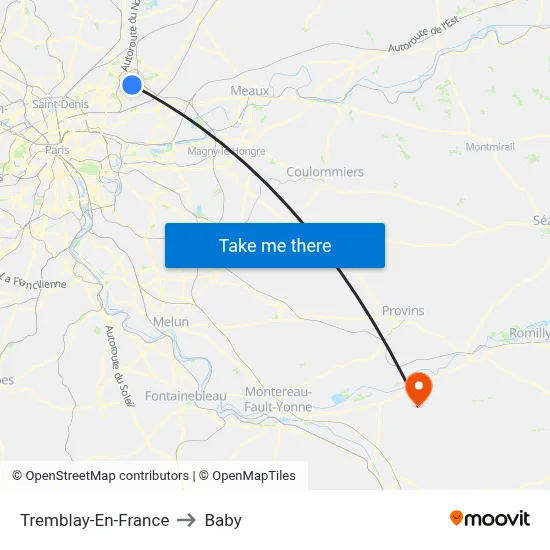 Tremblay-En-France to Baby map