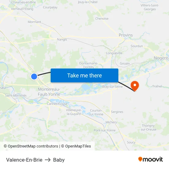 Valence-En-Brie to Baby map