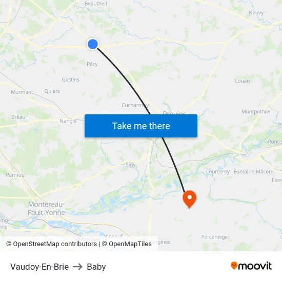 Vaudoy-En-Brie to Baby map