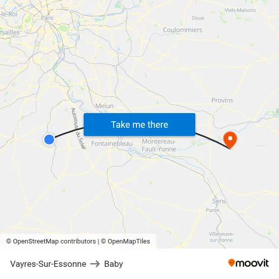 Vayres-Sur-Essonne to Baby map