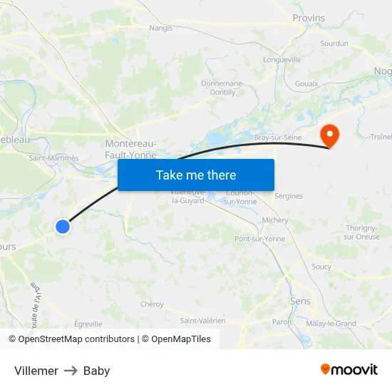Villemer to Baby map