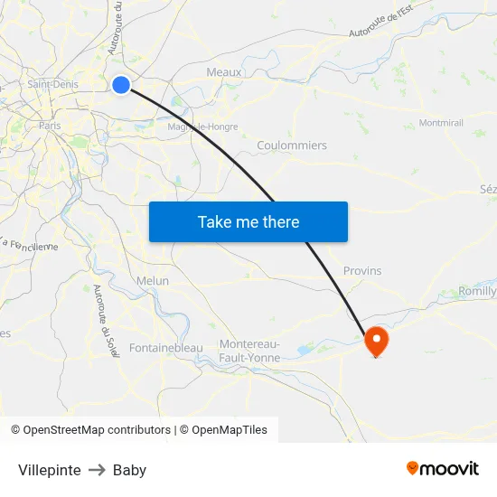 Villepinte to Baby map