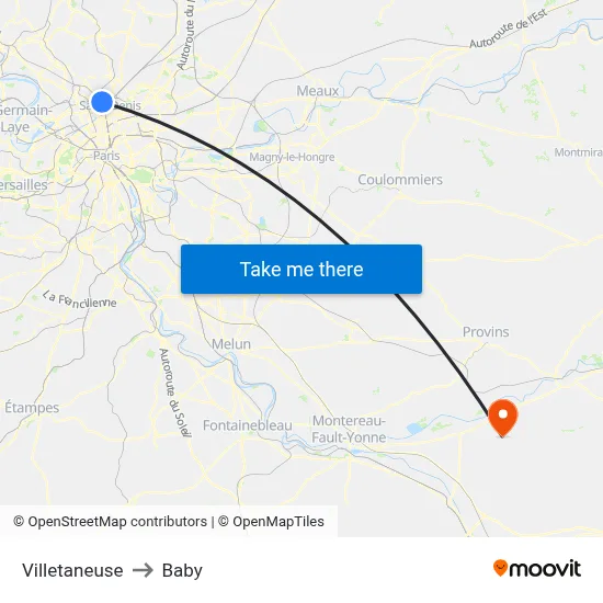 Villetaneuse to Baby map