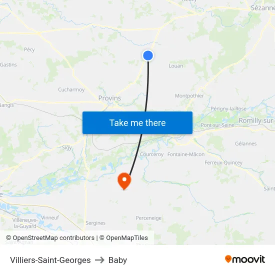 Villiers-Saint-Georges to Baby map