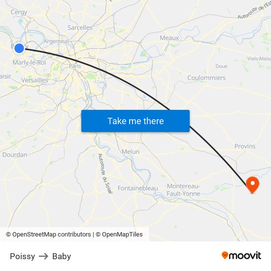 Poissy to Baby map