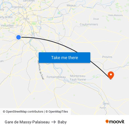 Gare de Massy-Palaiseau to Baby map