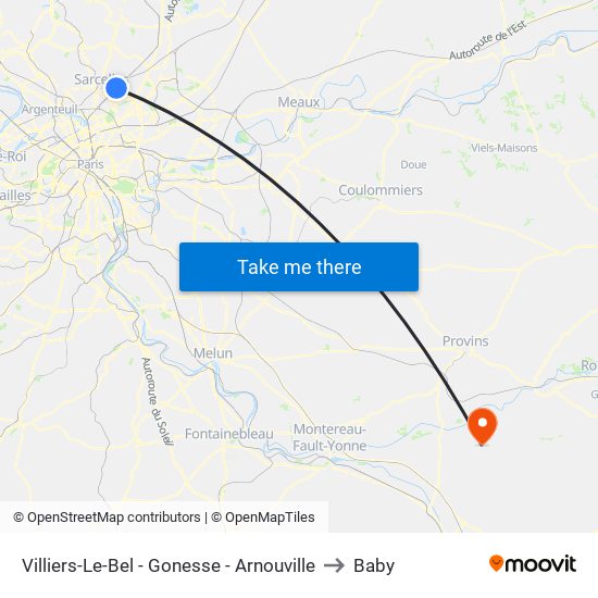 Villiers-Le-Bel - Gonesse - Arnouville to Baby map