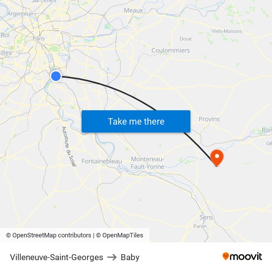 Villeneuve-Saint-Georges to Baby map
