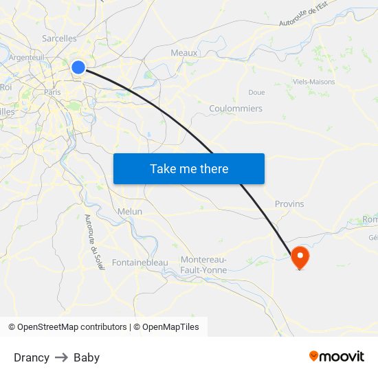 Drancy to Baby map