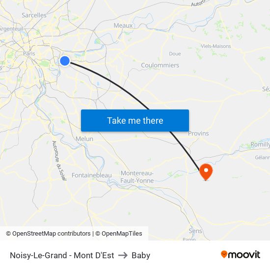 Noisy-Le-Grand - Mont D'Est to Baby map