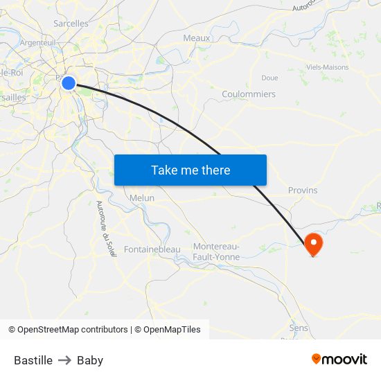Bastille to Baby map