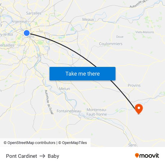 Pont Cardinet to Baby map