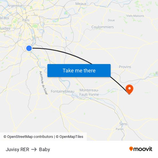 Juvisy RER to Baby map