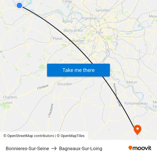 Bonnieres-Sur-Seine to Bagneaux-Sur-Loing map